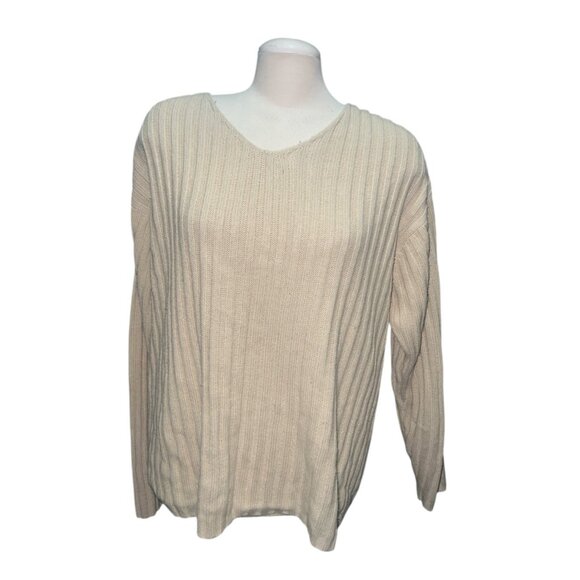 Carolina Colours Beige Ribbed Knit Acrylic Sweater Womens Size 20W Lightweight L - Picture 3 of 7